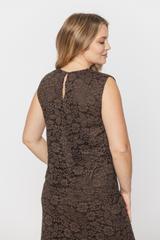 Bluzka bez rękawa z brązowej kwiecistej koronki