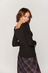 Black blouse with heart neckline