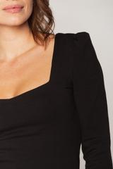 Black blouse with heart neckline