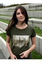 T-shirt zdobiony złotym nadrukiem