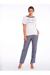 Biały T-shirt z czerwonymi kryształkami