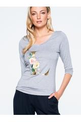 Szara bluzka z perełkami