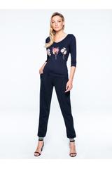 Wiskozowa bluzka z nadrukiem róż oraz kryształkami