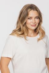 Bluzka ecru z wiskozy o pudełkowym fasonie