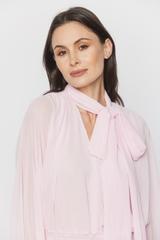 Szyfonowa bluzka z szalem i ozdobnie wykończonymi rękawami