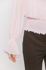 Szyfonowa bluzka z szalem i ozdobnie wykończonymi rękawami