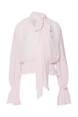 Szyfonowa bluzka z szalem i ozdobnie wykończonymi rękawami