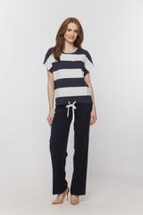 Bluzka w granatowe paski z regulowanym dołem