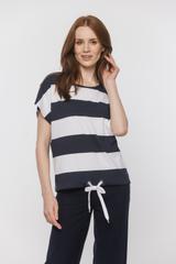 Bluzka w granatowe paski z regulowanym dołem