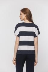 Bluzka w granatowe paski z regulowanym dołem
