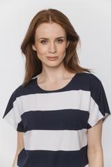 Bluzka w granatowe paski z regulowanym dołem