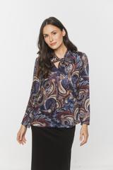 Bluzka wiskozowa z dekoracyjnym wiązaniem i wzorem paisley