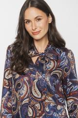 Bluzka wiskozowa z dekoracyjnym wiązaniem i wzorem paisley
