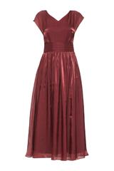 Błyszcząca bordowa sukienka z wiskozową podszewką