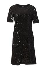 Błyszcząca czarna sukienka z cekinami i krótkim rękawem