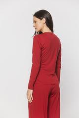 Ciemnoczerwona kobieca bluzka z dzianiny wiskozowej