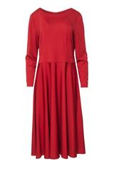 Ciemnoczerwona rozkloszowana sukienka z dzianiny