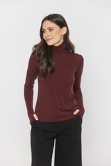 Bordowy lekki golf z domieszką wełny