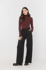 Bordowy lekki golf z domieszką wełny