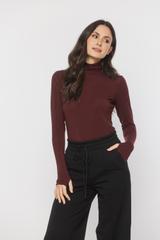 Bordowy lekki golf z domieszką wełny