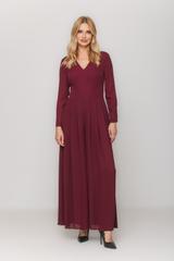 Bordowy zwiewny kombinezon z długim rękawem