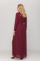 Bordowy zwiewny kombinezon z długim rękawem