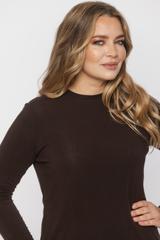 Brązowa bluzka z domieszką wełny z lekkiej miękkiej dzianiny