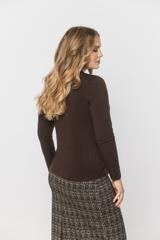 Brązowa bluzka z domieszką wełny z lekkiej miękkiej dzianiny