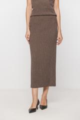 Brązowa dopasowana spódnica z fakturowanej dzianiny