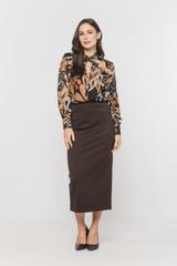 Brązowa elastyczna spódnica z rozporkiem z tyłu