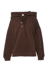 Brązowa oryginalna bluza oversize ze sznurowaniem