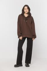 Brązowa oryginalna bluza oversize ze sznurowaniem