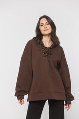 Brązowa oryginalna bluza oversize ze sznurowaniem