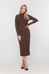 Brązowa sukienka o prążkowanej fakturze z bawełny