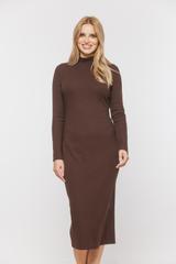 Brązowa sukienka o prążkowanej fakturze z bawełny