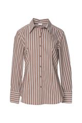 Brązowa taliowana koszula z bawełny w paski