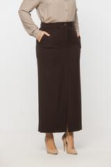 Brązowa tkaninowa spódnica midi z rozporkiem z przodu
