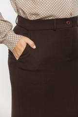 Brązowa tkaninowa spódnica midi z rozporkiem z przodu