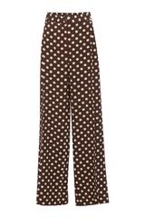 Brązowe letnie spodnie w beżowe groszki