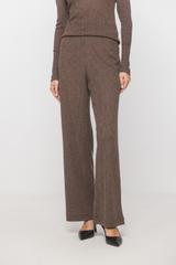 Brązowe luźne spodnie z fakturowanej dzianiny