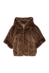 Brązowe miękkie futerko do pasa z rękawem 3/4