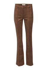 Brązowe spodnie dzwony z imitacji zamszu