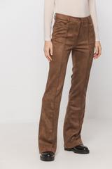 Brązowe spodnie dzwony z imitacji zamszu