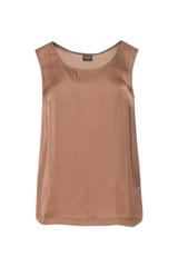 Brązowy luźny top o satynowym połysku