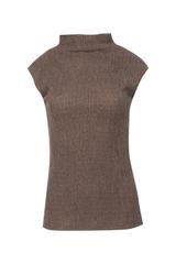 Brązowy półgolf bez rękawa z fakturowanej dzianiny