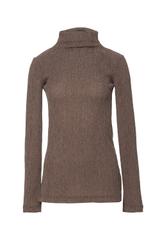 Brązowy półgolf z długim rękawem z fakturowanej dzianiny