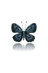 An elegant butterfly brooch with blue cubic zirconia stones