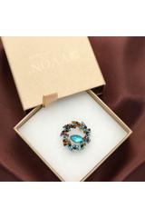 Elegancka mała broszka z kolorowymi cyrkoniami