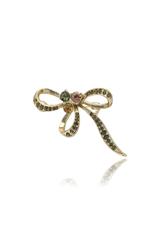 Subtelna złota broszka z cyrkoniami