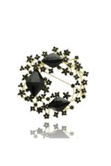 Czarna dekoracyjna broszka z dużymi kamieniami